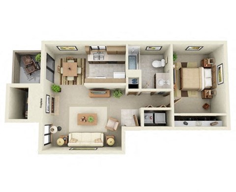 The Beacon One Bedroom Floor plan at Mariner's Glen in Port Orchard, WA